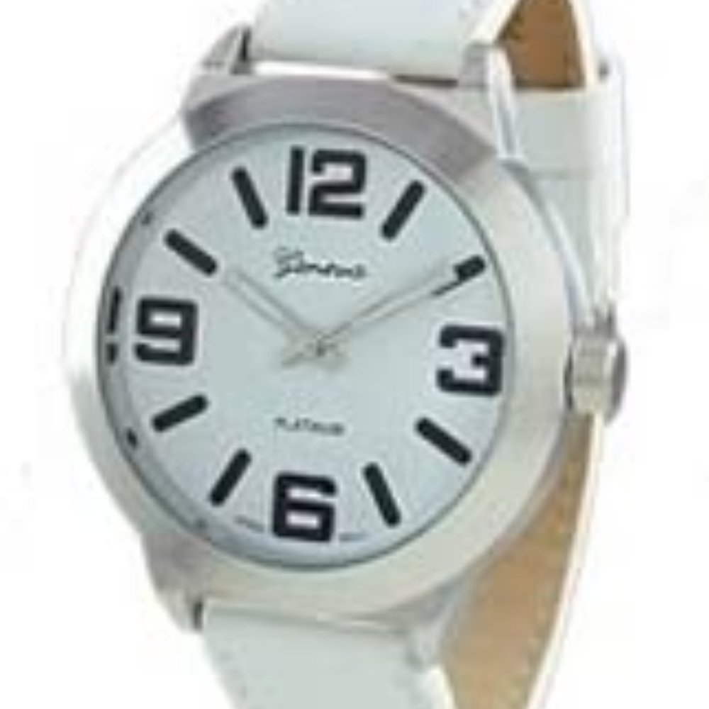Geneva Platinum 7892 Women's Stitching Watch- White